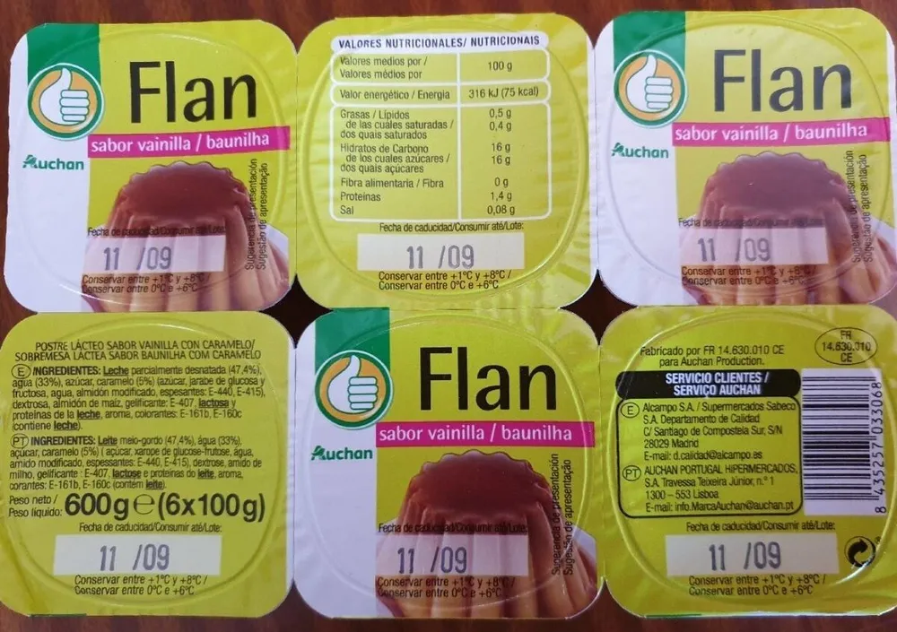 Flan sabor vainilla
