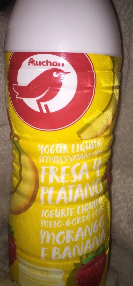 Yogur líquido fresa y plátano