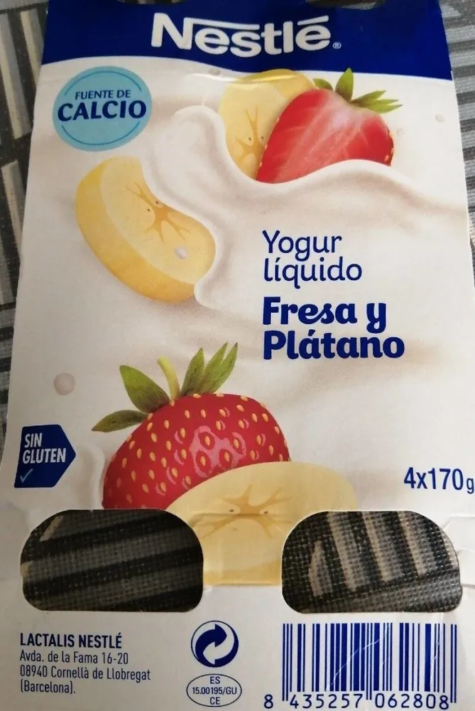 Yogur líquido fresa y platano