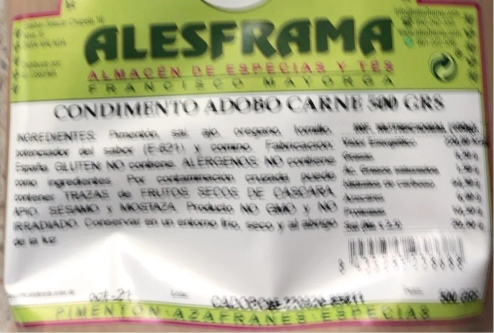Condimento Adobo Carne