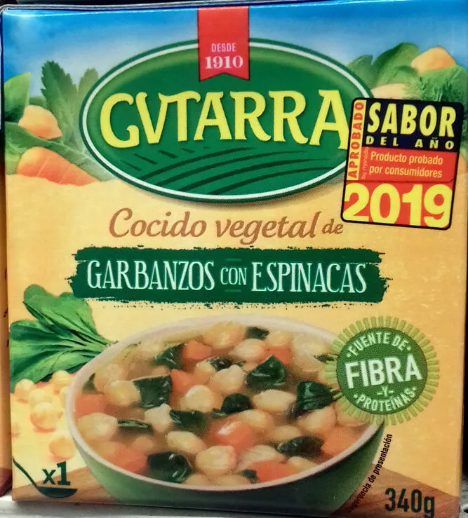 Cocido vegetal de garbanzos con espinacas