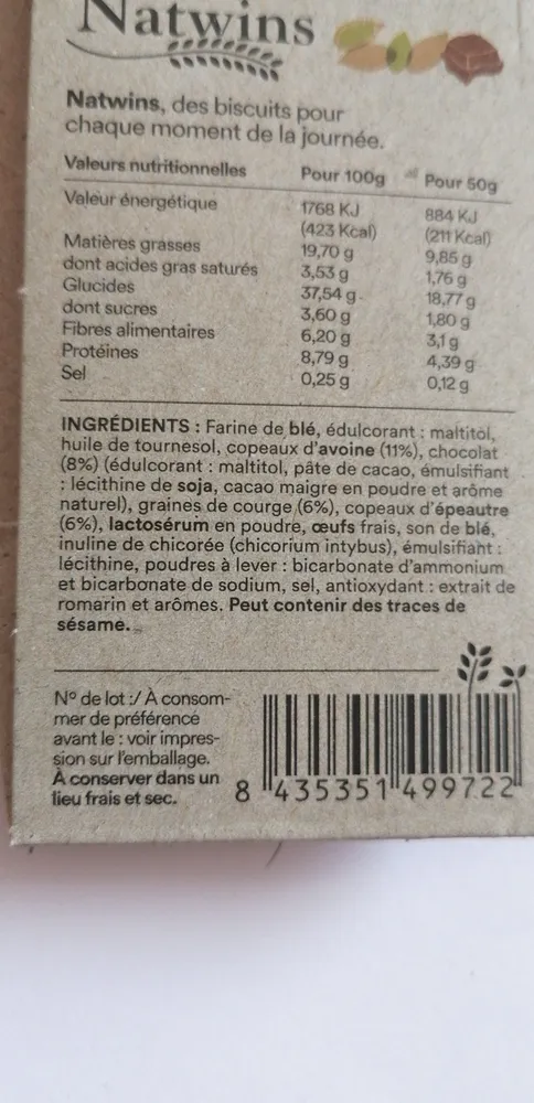 Barres à l’avoine aux graines de courge au chocolat