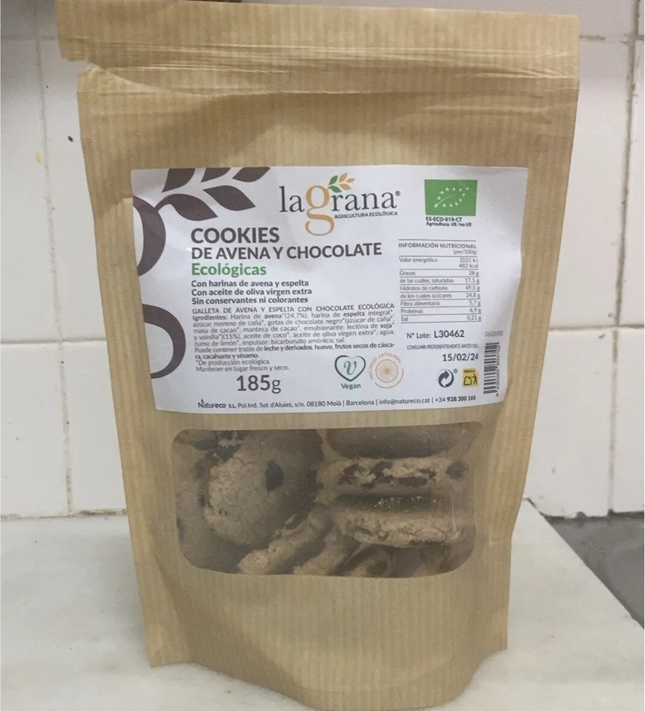 Cookies de Avena y Chocolate Ecológicas