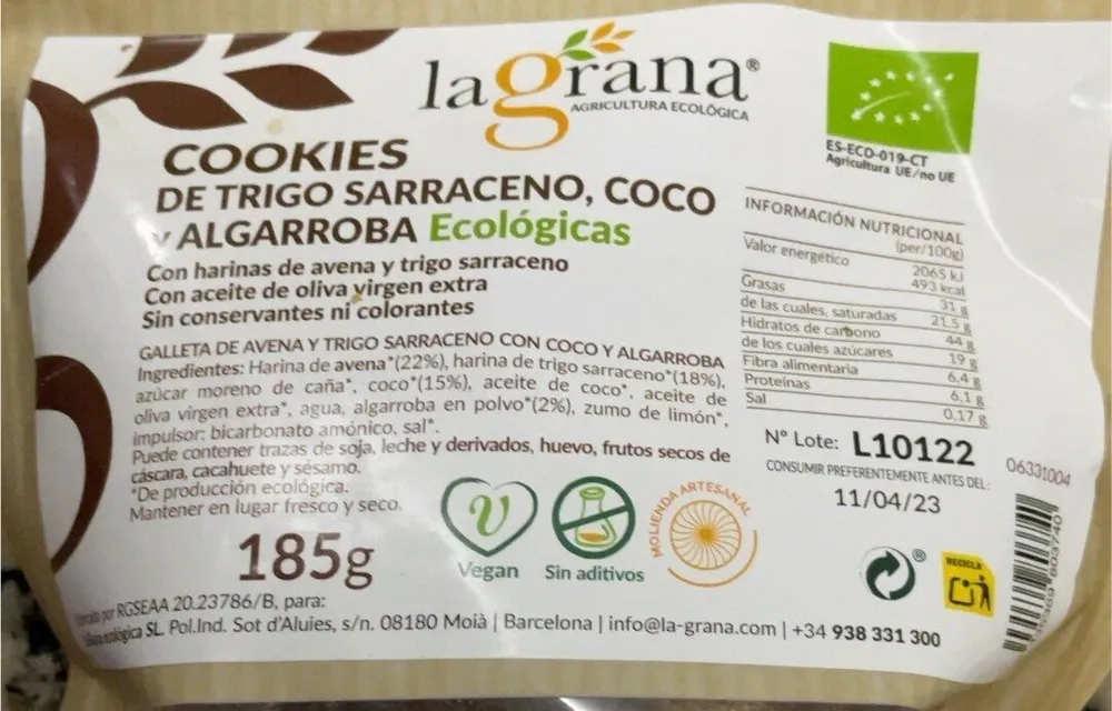 Cookies trigo, coco y algarroba