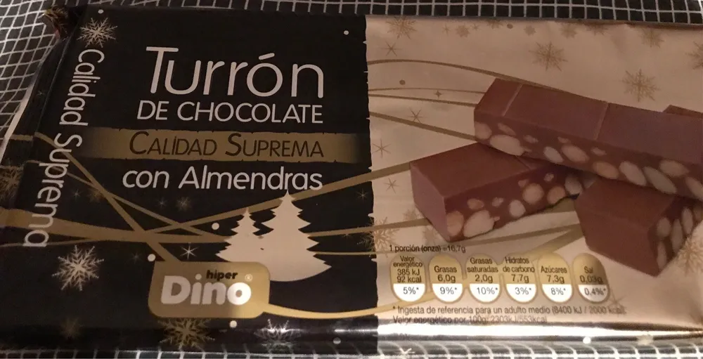 Turrón de chocolate con almendras