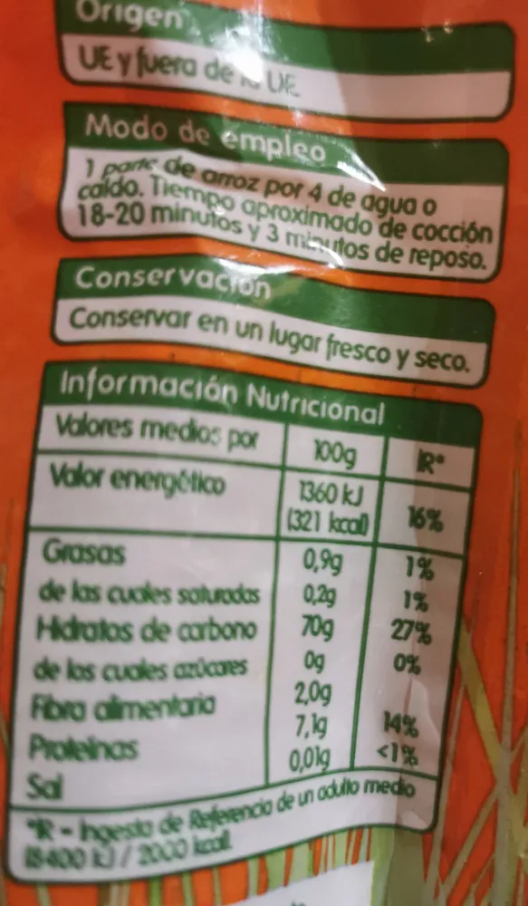 Arroz largo vaporizado