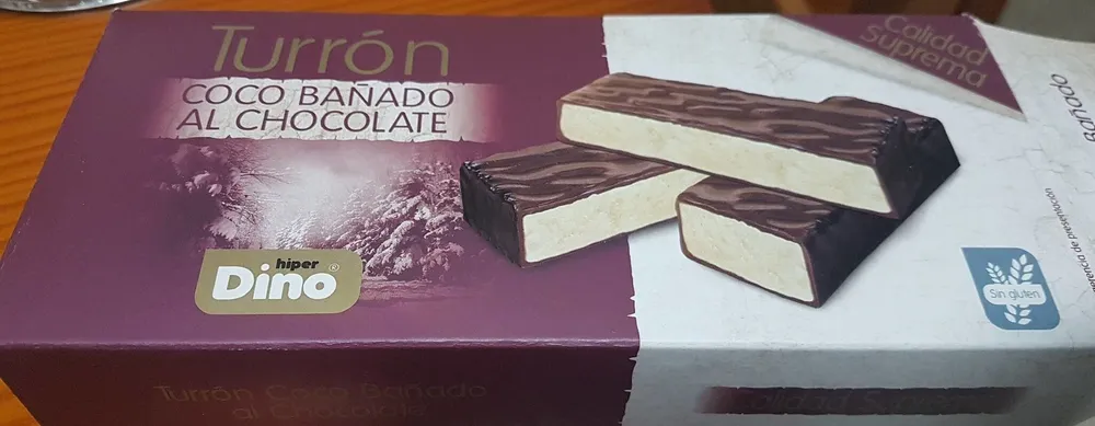 Turrón coco bañado al chocolate