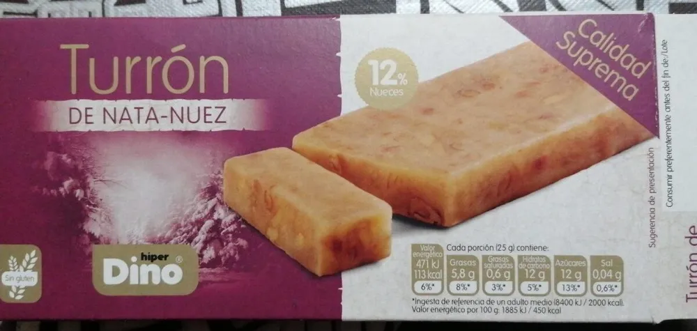 Turrón de nata nuez