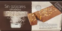 Turrón de chocolate con leche y almendras edulcorado