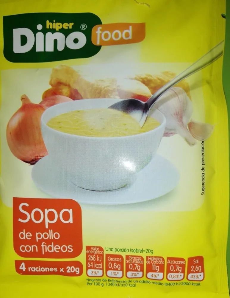 Sopa pollo con fideos Dino