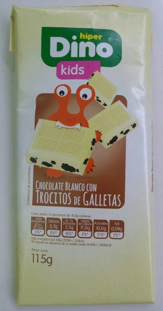 Chocolate blanco con trocitos de galletas