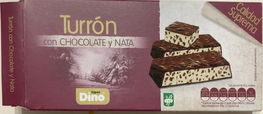 Turron con chocolate y nata