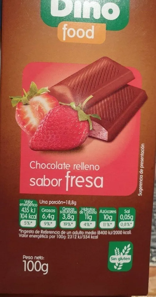 Chocolate relleno sabor fresa