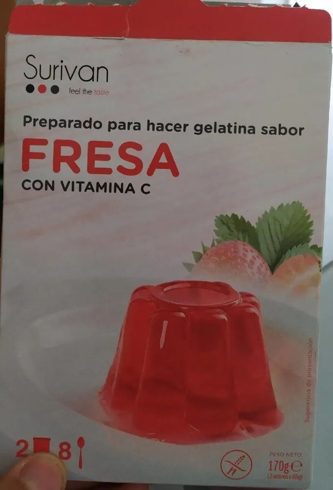 Preparado para hacer gelatina sabor fresa