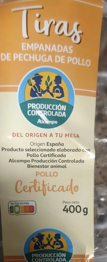 Tiras empanadas pollo