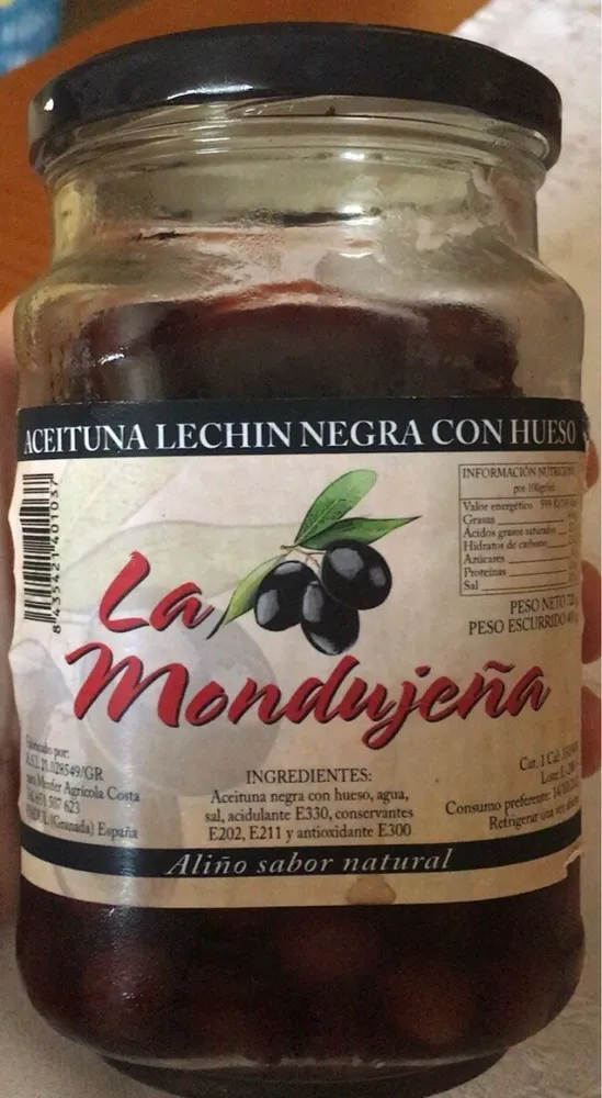 Aceituna lechin negra con hueso