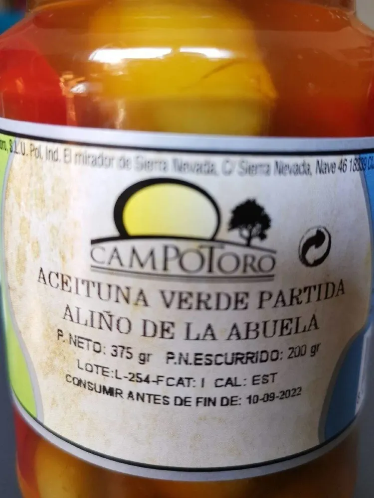 Aceituna verde partida aliño de la abuela