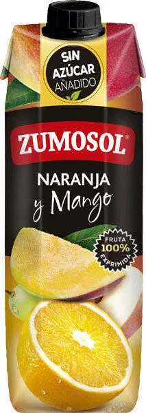 Bebida de zumo de naranja, uva, manzana y mango