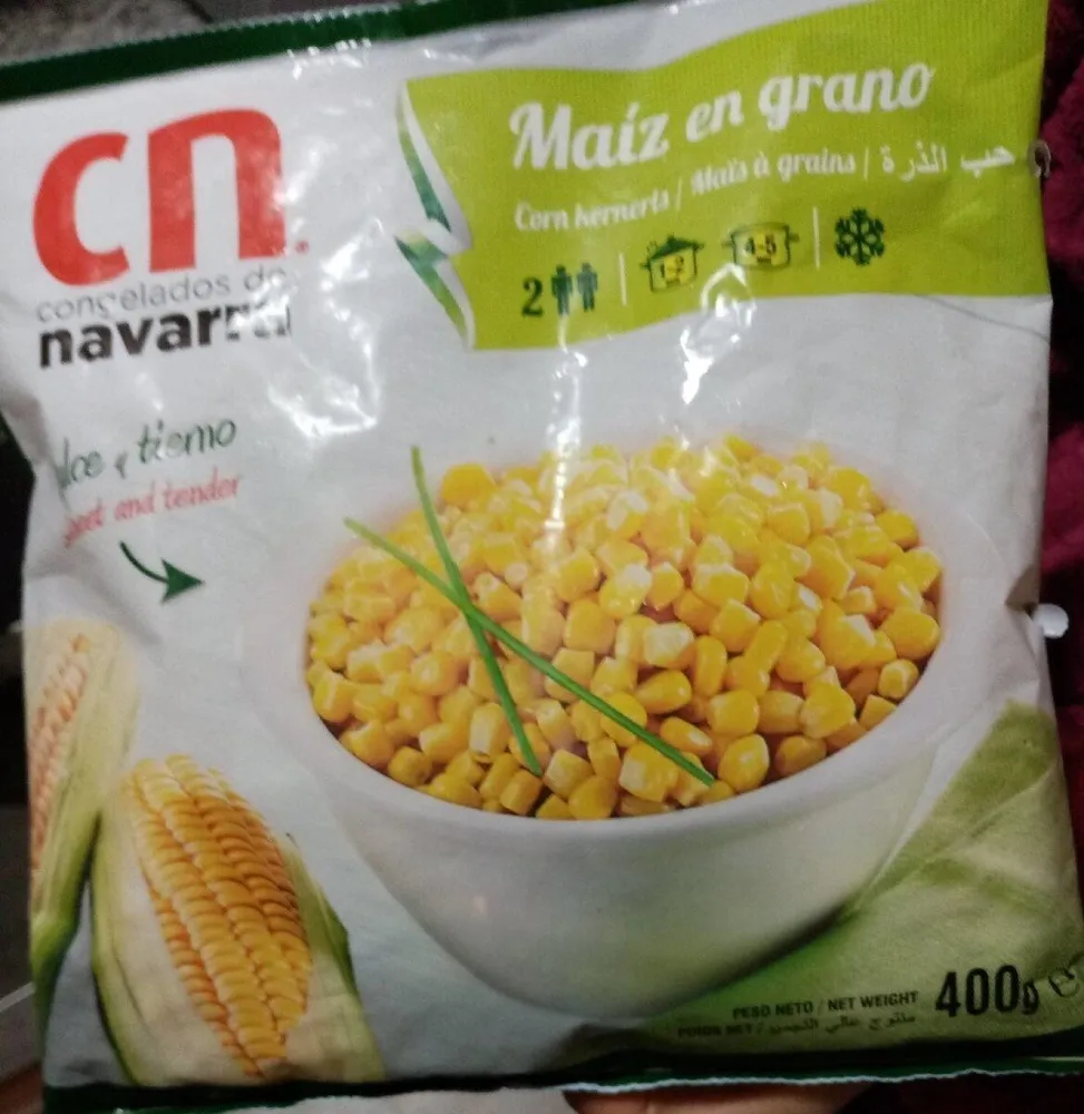 Maiz en grano congelado