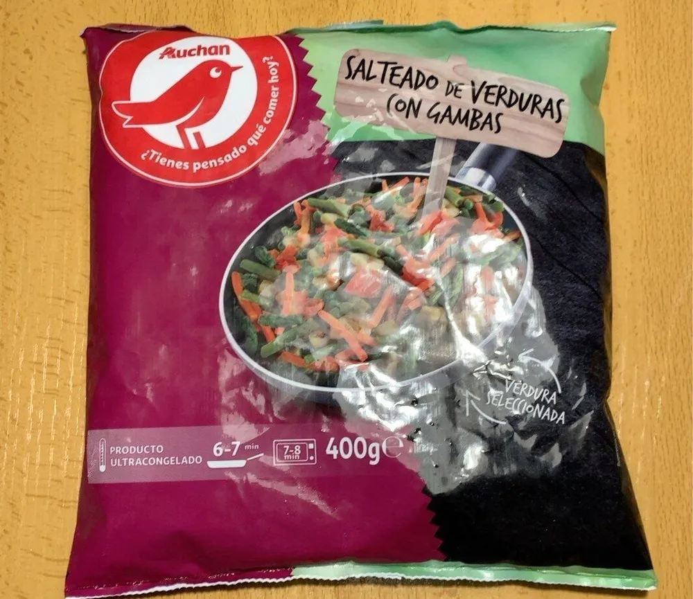 Salteado de verduras con gambas