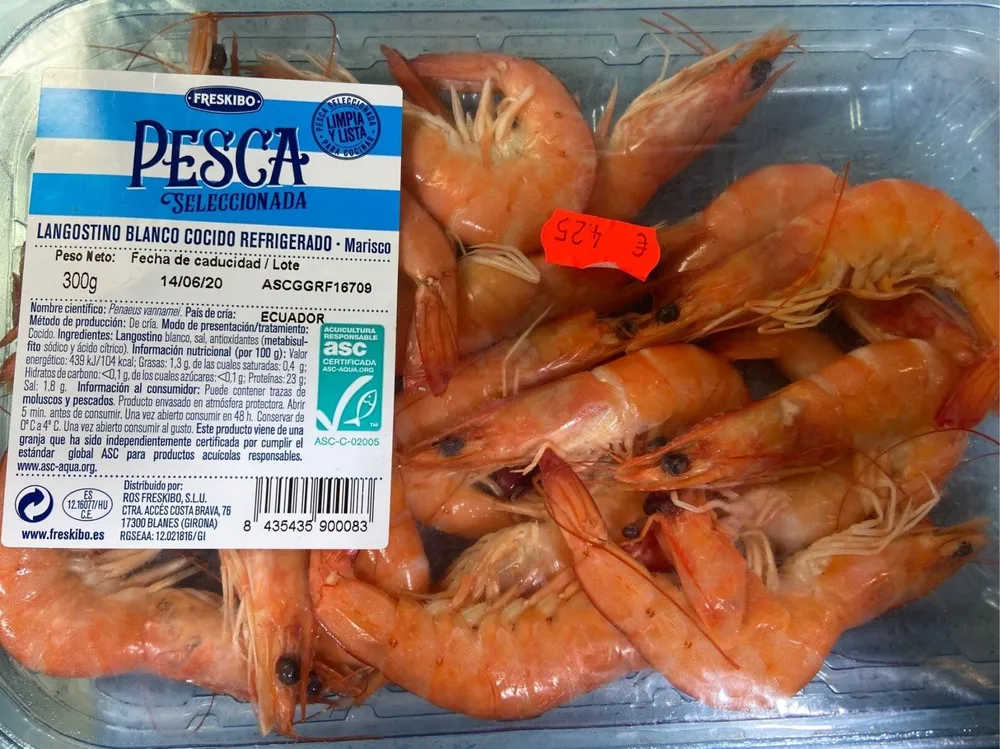 Langostino blanco cocido refrigerado