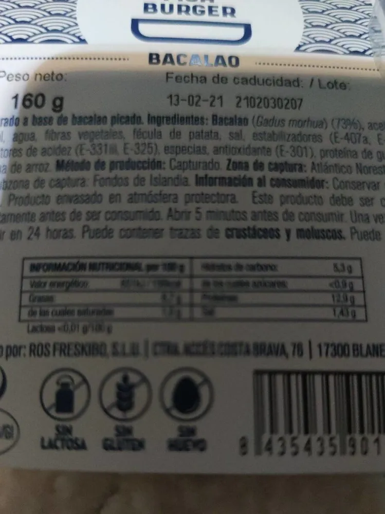Hamburguesa de bacalao