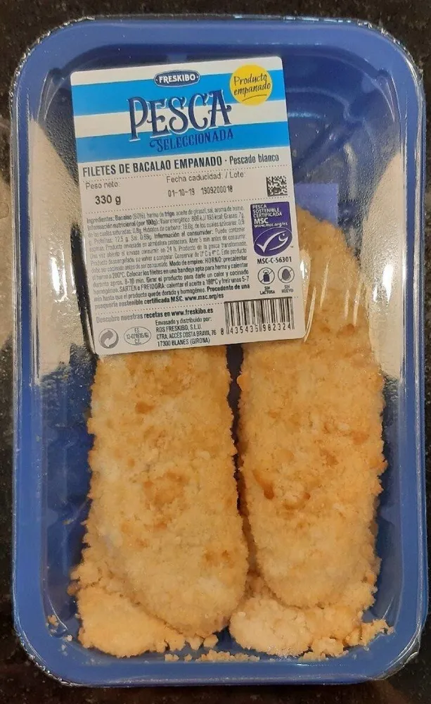 Filetes de bacalao empanado