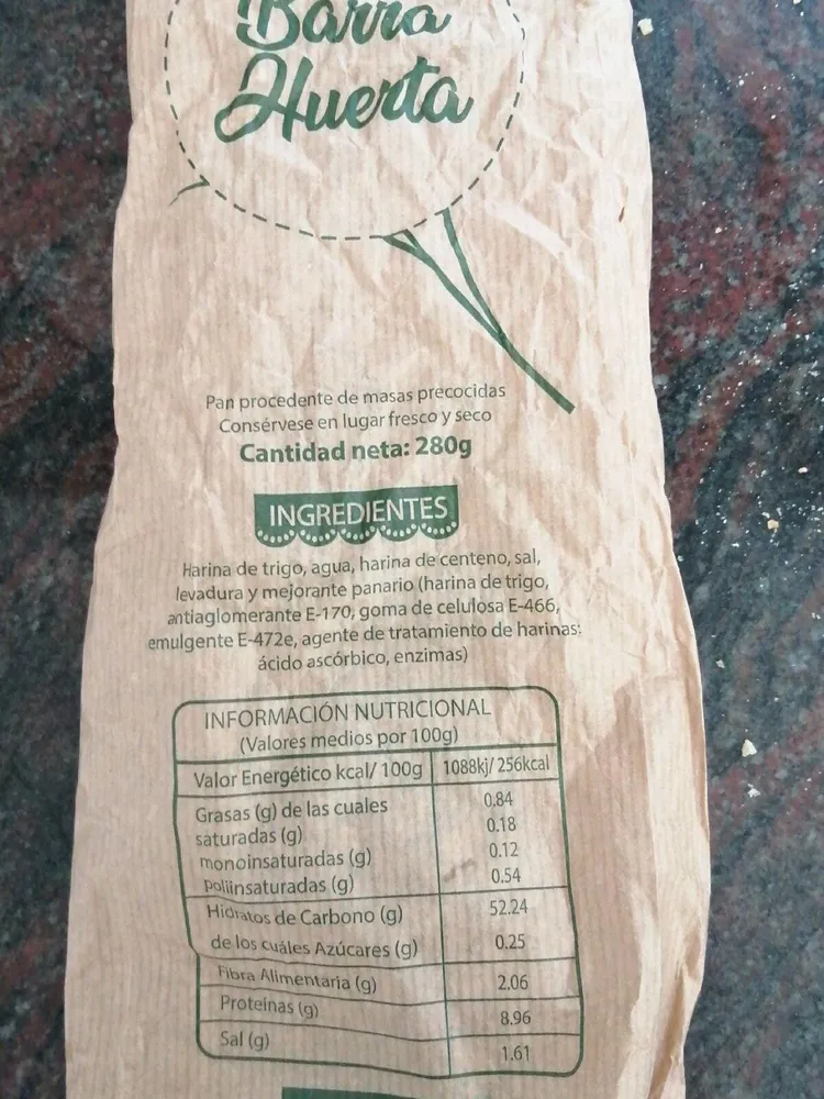 Pan barra huerta