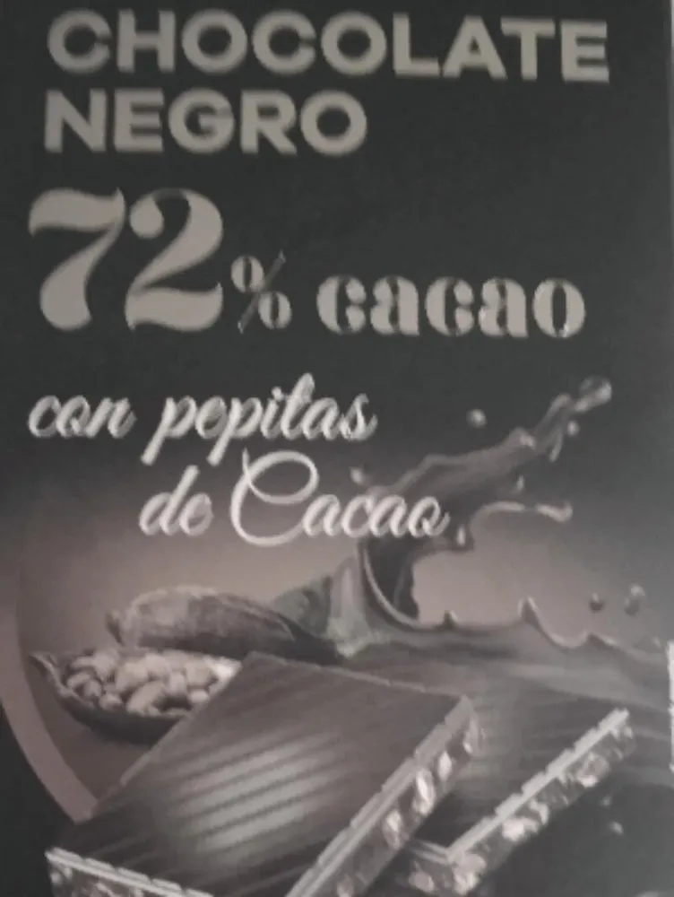 Chocolate Negro 72 con pepitas de cacao