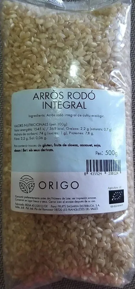 Arroz redondo integral