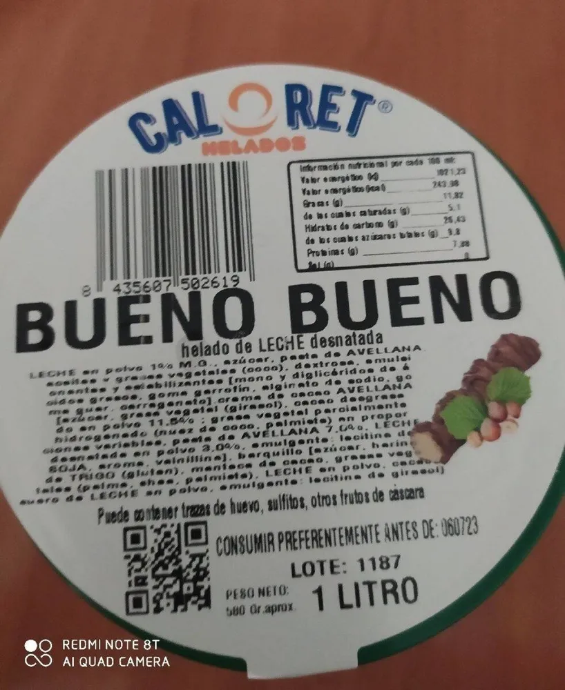 Helado Caloret Bueno