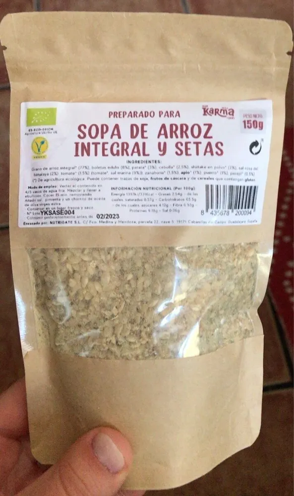 sopa de arroz integral con seras