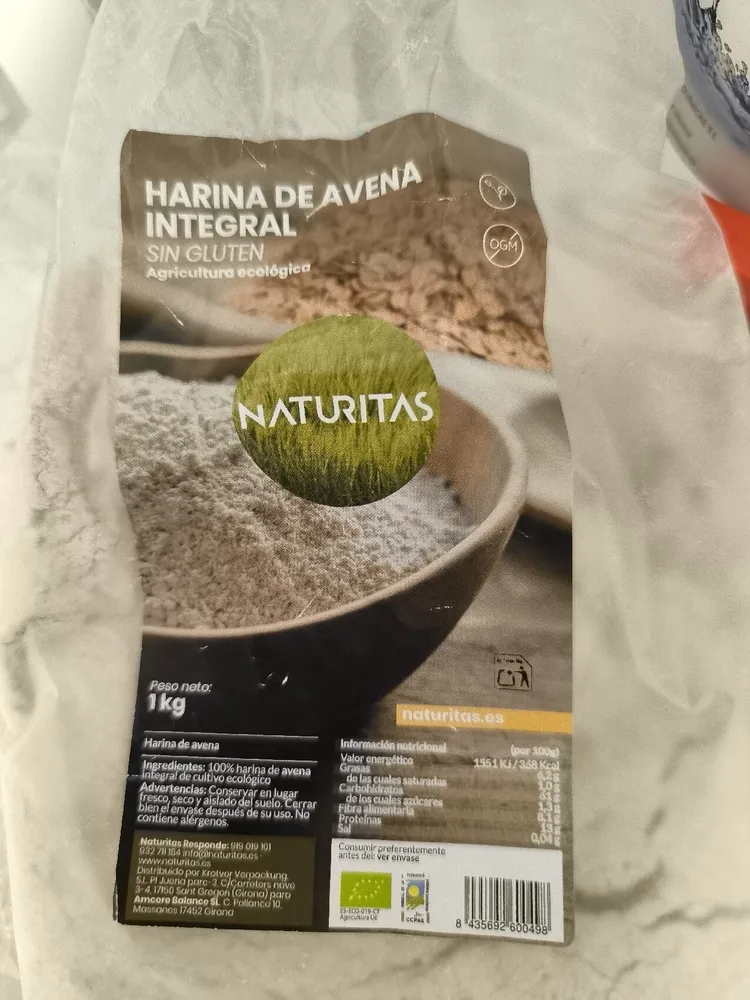 Harina De Avena Integral Sin Gluten