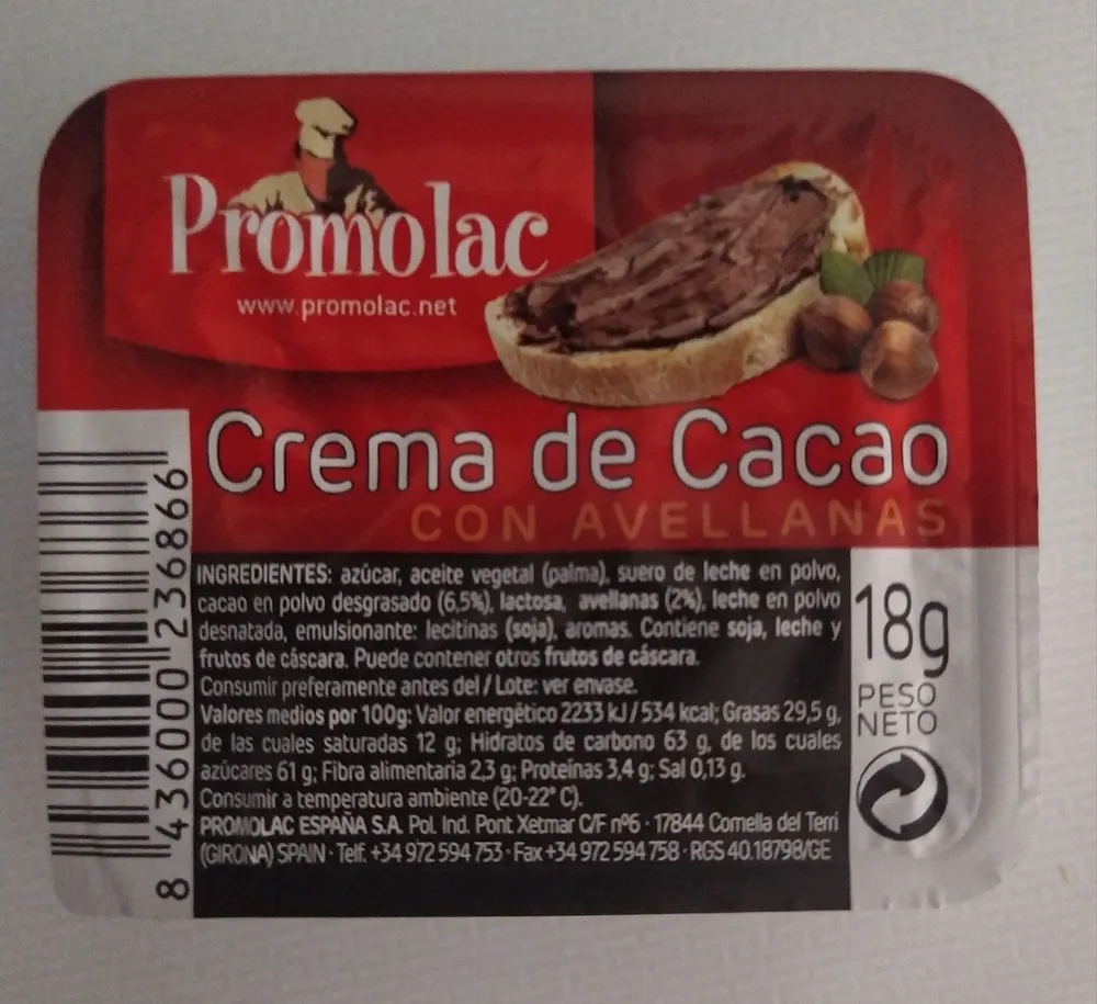 Crema de Cacao con avellanas
