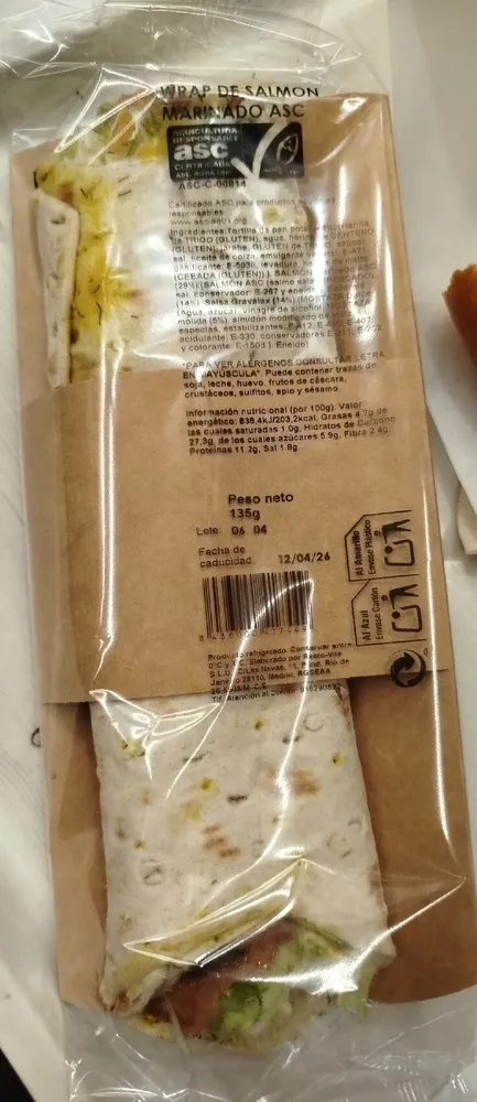 Wrap salmon marinado
