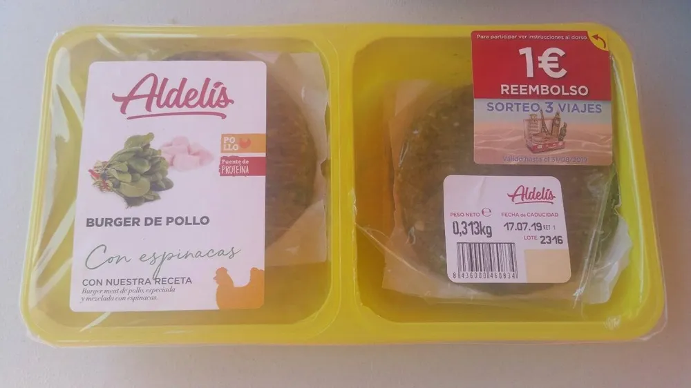 Hamburguesa de pollo y espinacas