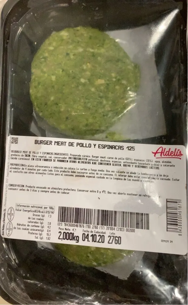 Burger de pollo y espinacas