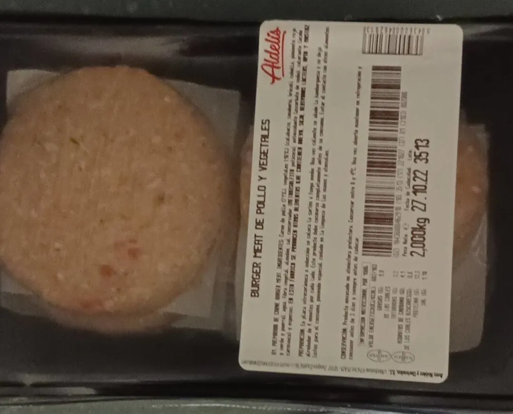 Burger meat de pollo y vegetales