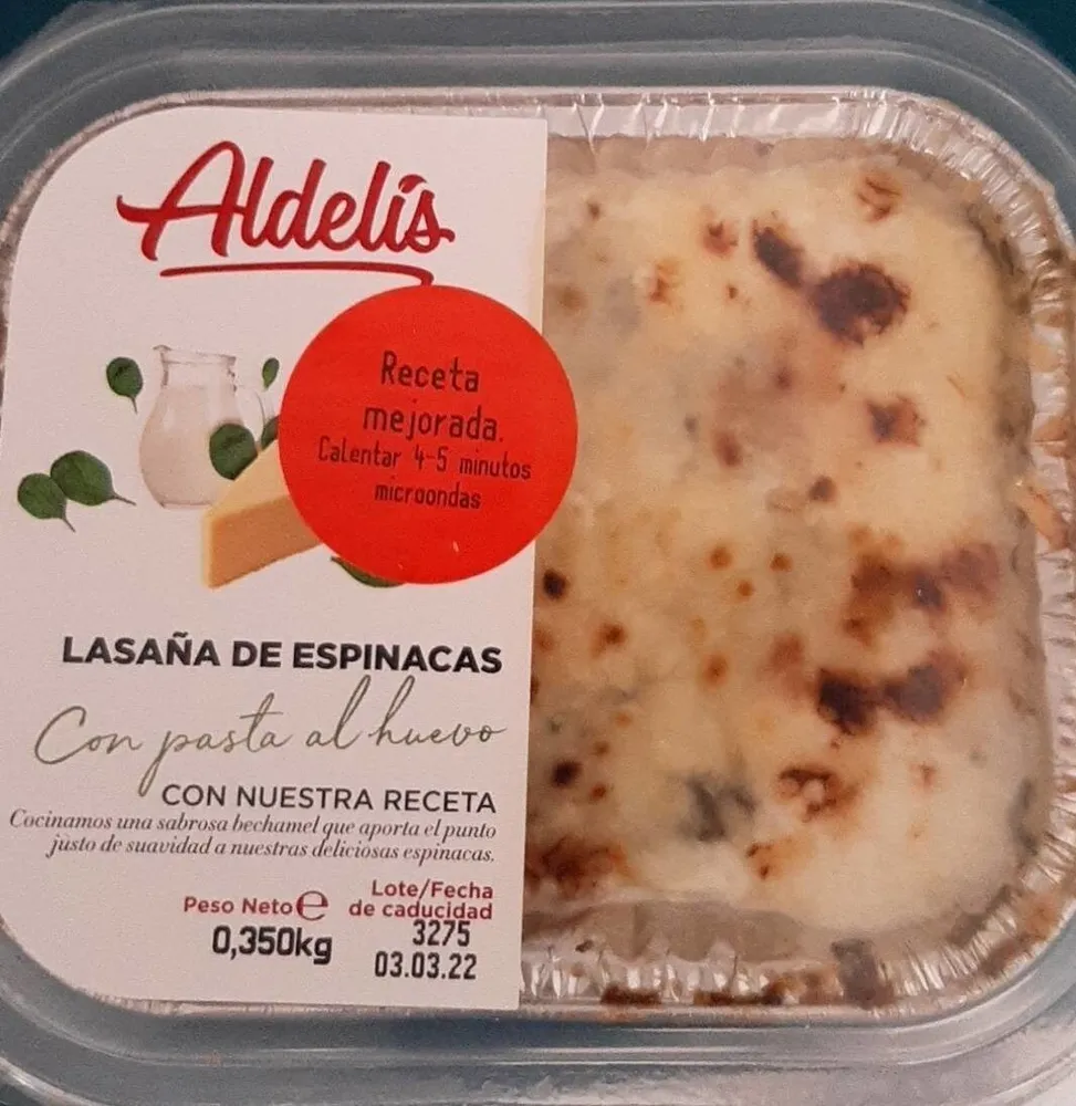 Lasaña de espinacas