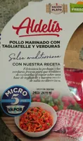 Pollo marinado con tagliatelle y verduras