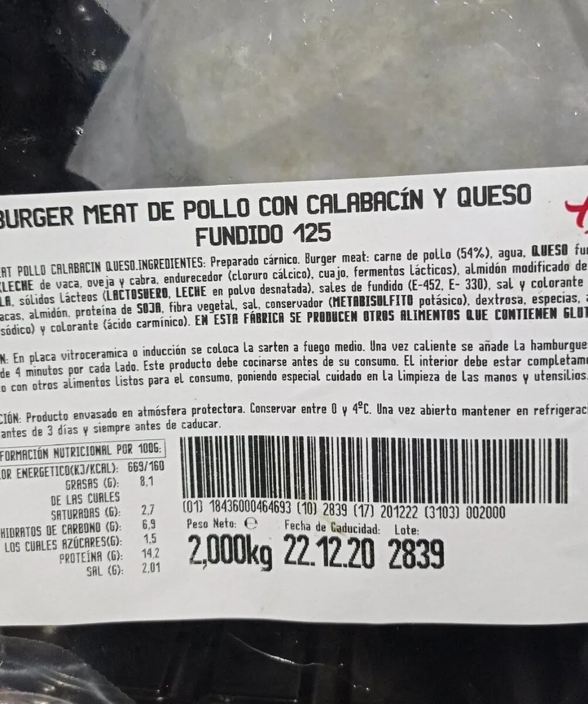Burger meat  pollo calabacín con queso