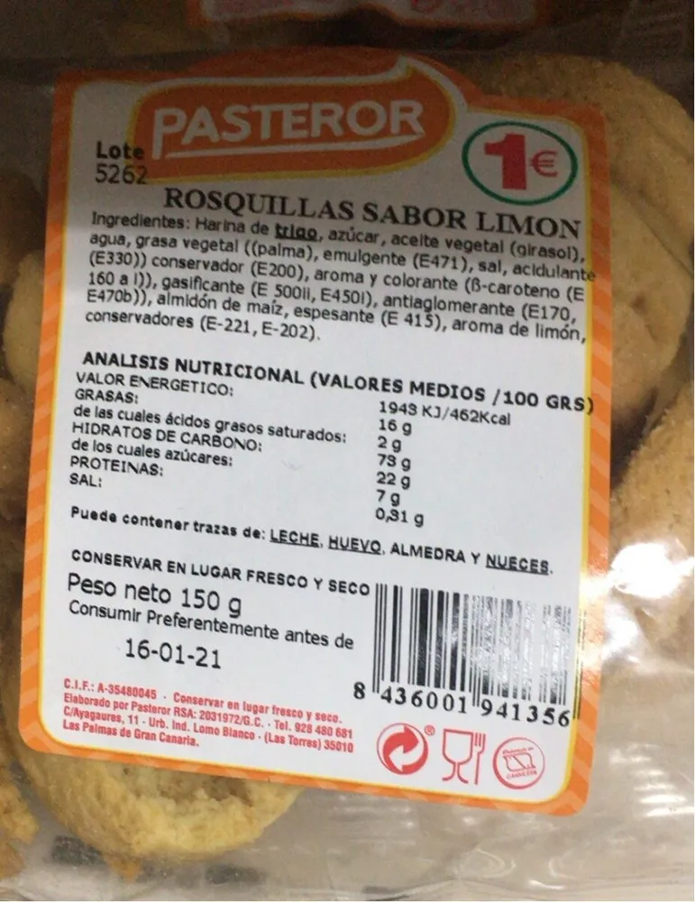 Rosquillas sanor limon