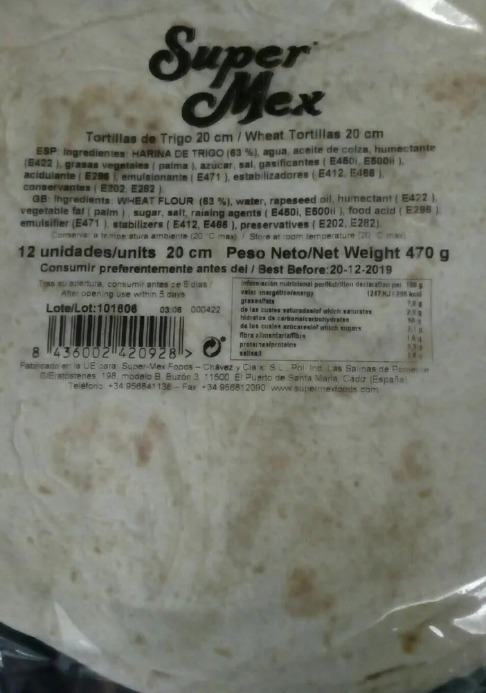 Super mex tortilla de trigo