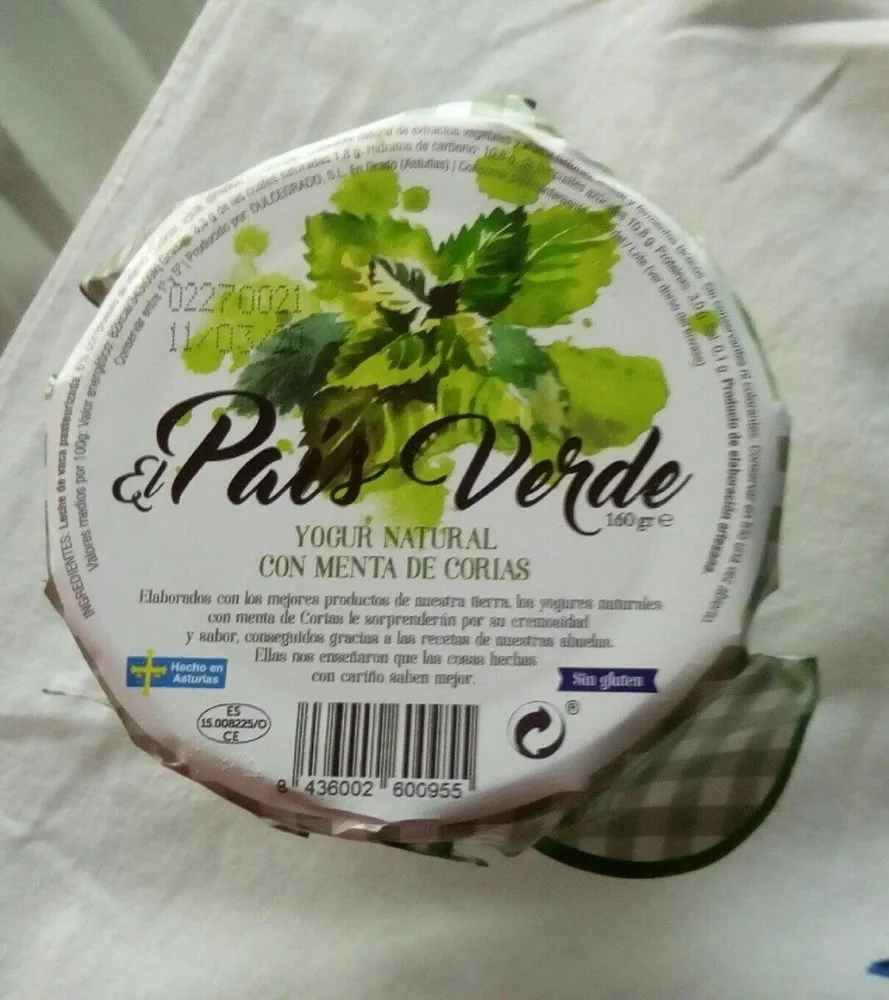 Yogur natural con menta de Corias