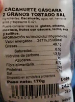 Cacahuete cáscara 2 granos tostado sal