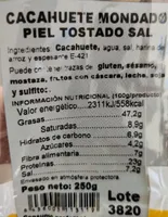 Cacahuete mondado piel tostado sal