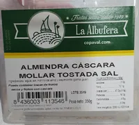 Almendra cáscara mollar tostada sal