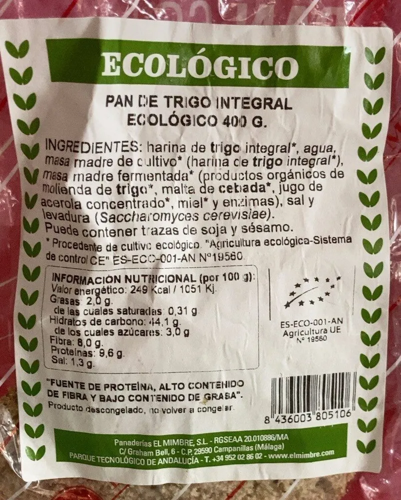 Pan de trigo integral