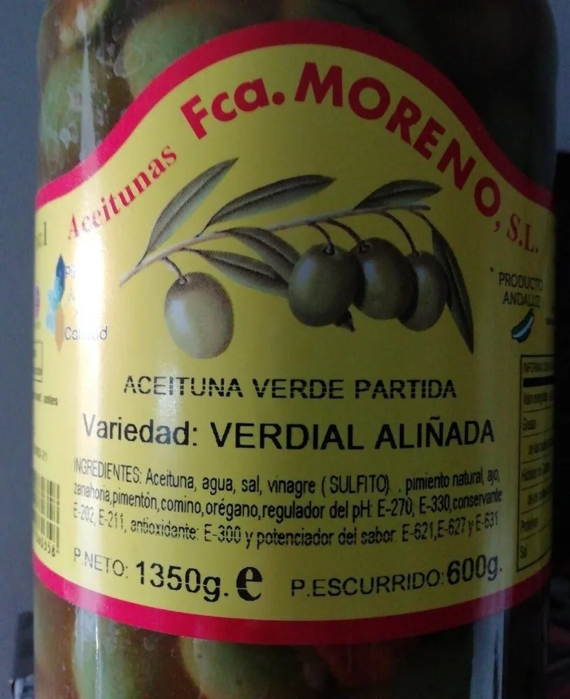 Aceitunas verdial aliñada