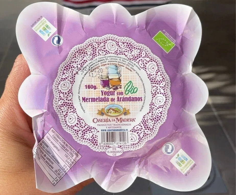 Yogur con mermelada de arándanos bio